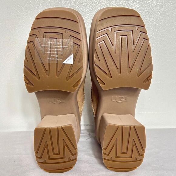 UGG New Heights Platform Mini Chestnut Suede Ankle Boots Original $249 NWOB Sz 8 - Picture 5 of 10